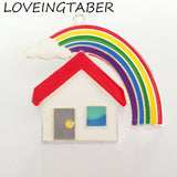 10pcs Sweet House Rainbow Pendant for Kids Necklace Making