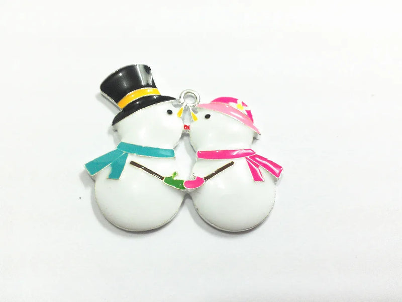 10pcs/lot All Enamel Snowman Love Pendants For Jewelry