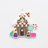 10pcs/Lot Enamel Christmas Gingerbread House Pendant For Kids