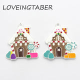 10pcs/Lot Enamel Christmas Gingerbread House Pendant For Kids