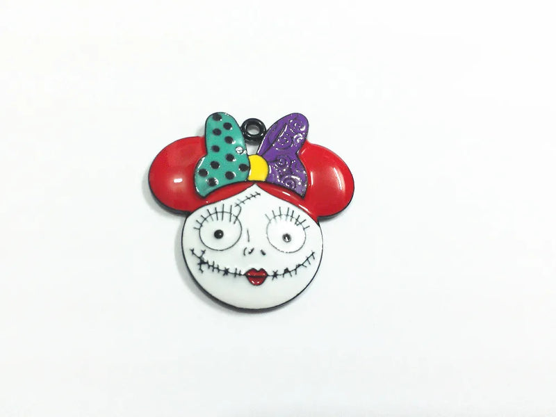 10pcs Minnie With Bow Enamel Pendants 42mm*42mm