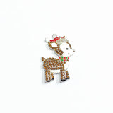 10pcs Christmas Reindeer With Hat Rhinestone Pendants for Jewelry Making