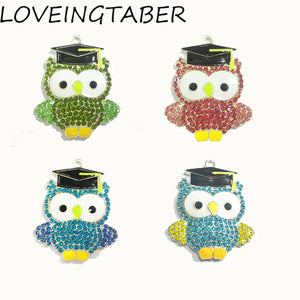 10pcs Graduation Owl Rhinestone Pendants 43MM*35MM