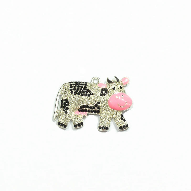 10pcs/lot Cow Rhinestone Pendants for Kids Necklace Making