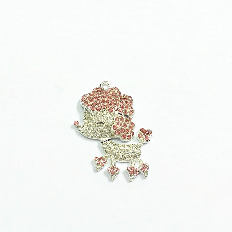 10pcs/lot Lovely Poodle Dog Rhinestone Pendants
