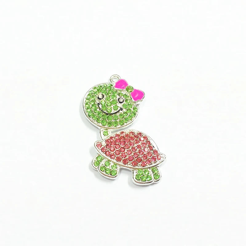 10pcs Lovely Tortoise Rhinestone Pendants
