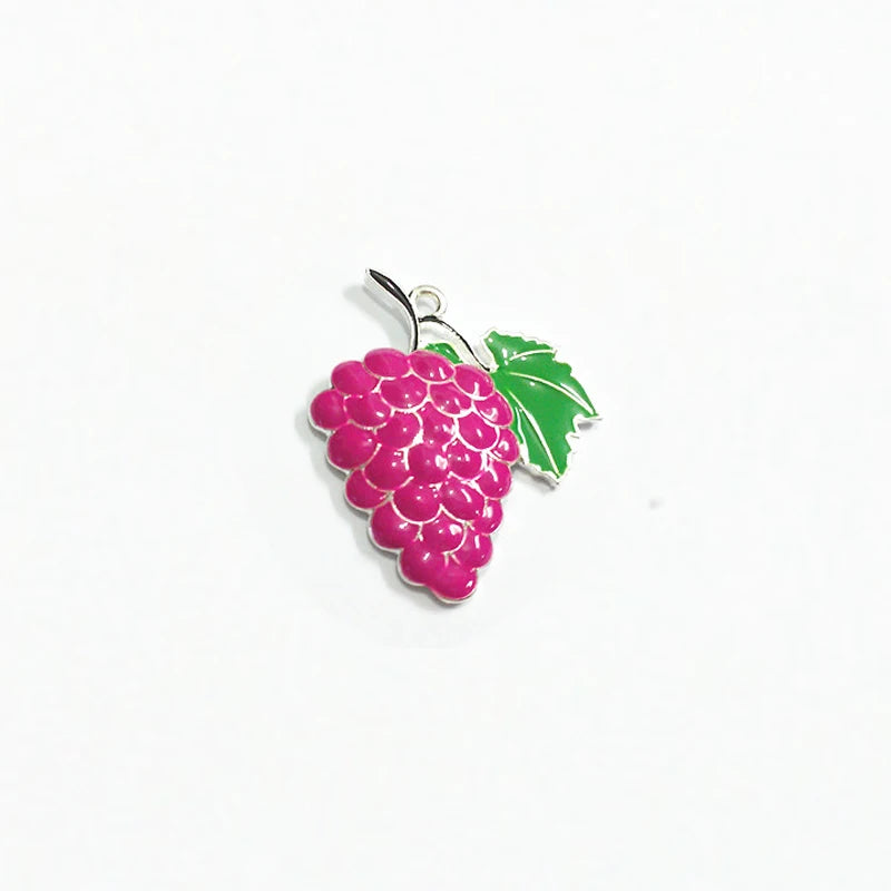 10pcs Full Enamel Grapes Fruit Pendants 43mm*33mm