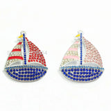 10pcs 43mm*37mm Sailboat Rhinestone Pendants