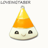 10pcs Halloween Candy Corn Enamel Pendants