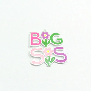 10pcs 43mm*40mm Big Sis Enamel Pendants for Chunky Kids Necklace