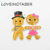 10pcs Silver Gingerbread Girl/Boy Enamel Pendants Christmas Jewelry Making