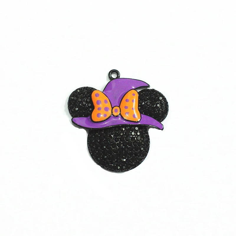 Minnie Purple Witch Hat Rhinestone Pendants 10pcs/lot