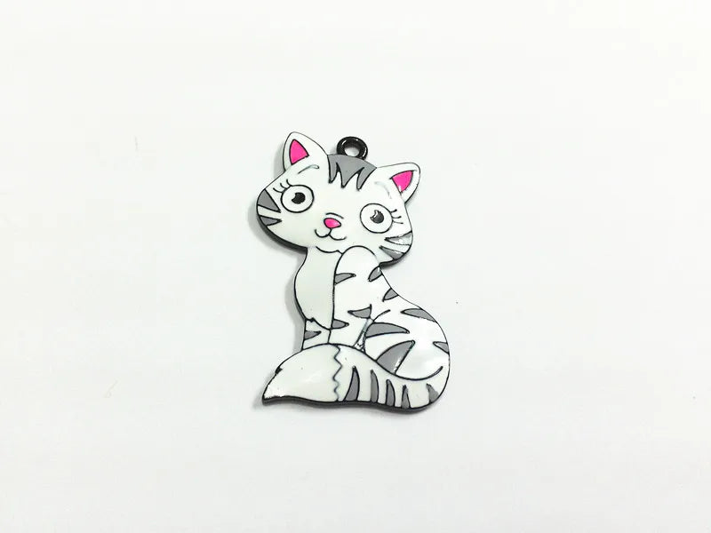 10pcs/lot Enamel Cat Pendants, Choose Plating, 44mm*34mm