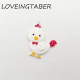 10pcs Enamel Farm Animal Chick with Red Bowknot Pendants
