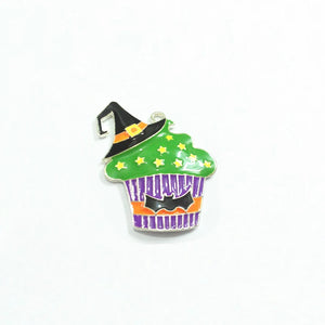 10pcs Cake With Witch Hat Enamel Pendants for Halloween Jewelry