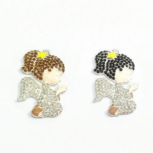 10pcs Christmas Kneeling Angel Rhinestone Pendants