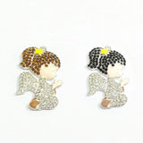 10pcs Christmas Kneeling Angel Rhinestone Pendants