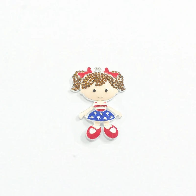 10pcs/lot Rhinestone Pendants For 4TH Of July Necklace