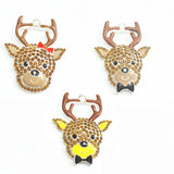 10pcs 45MM*35MM Reindeer Rhinestone Pendants For Christmas Jewelry Making