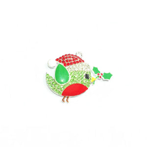 10pcs Christmas Bird Rhinestone Pendants For Christmas Jewelry