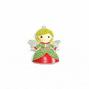10pcs Christmas Angel Rhinestone Pendants For Jewelry