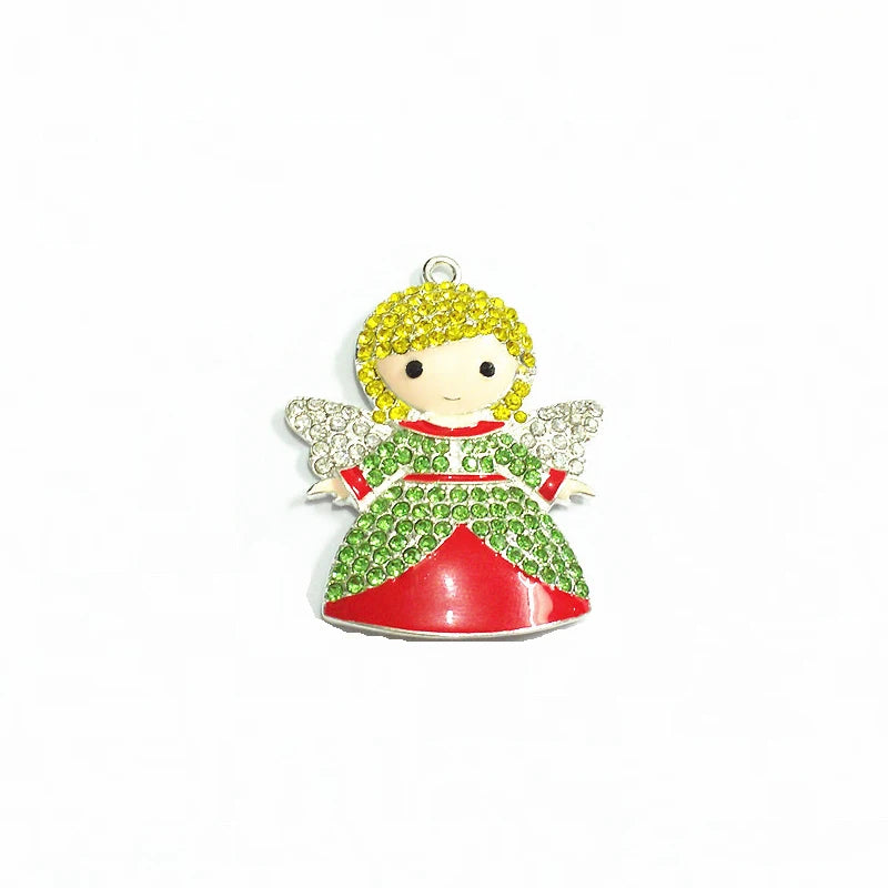 10pcs Christmas Angel Rhinestone Pendants For Jewelry