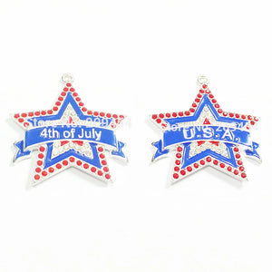 10pcs 4th Of July/USA Star Rhinestone Pendants For Kids Necklace