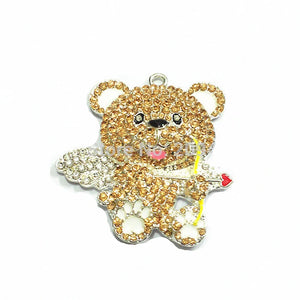 10pcs Lovely Bear Rhinestone Pendants For Jewelry Making