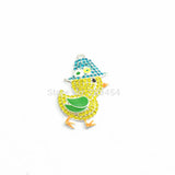 10pcs Yellow Duck Rhinestone Pendants For Easter Jewelry