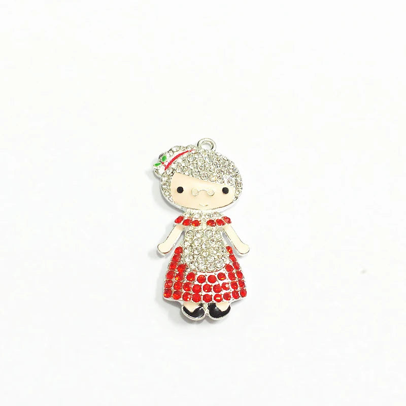 10pcs/lot Mrs Grandma Christmas Rhinestone Pendants