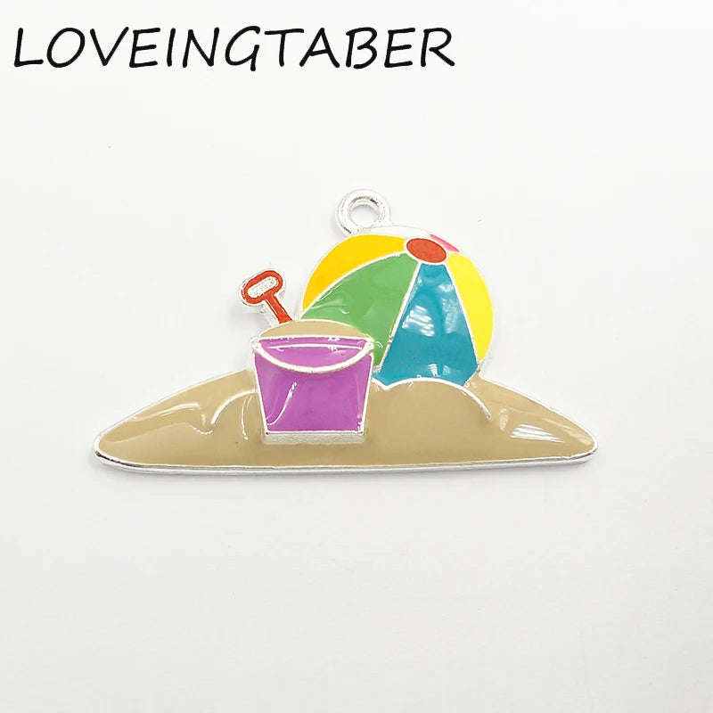 10pcs Enamel Ball / Shovel / Bucket Pendants For Kids Necklace