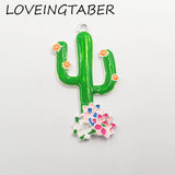 10pcs Full Enamel Cactus Pendant 45mm*26mm for Jewelry Making