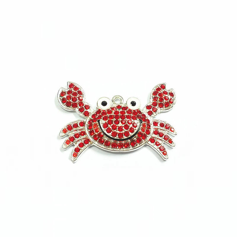 10pcs 45mm*30mm Crab Rhinestone Pendants Jewelry Making Shipment