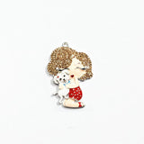 10pcs/lot Girl Cuddle Dog Rhinestone Pendants For Jewerly Making