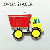 10pcs/lot Enamel Construction Trucks Car Pendant For Kids Necklace Making