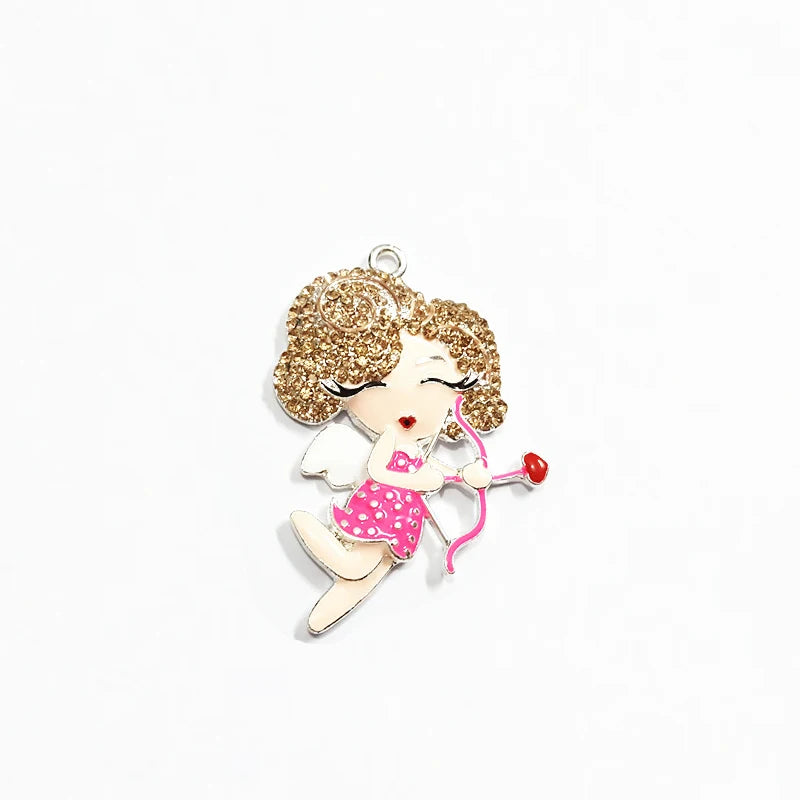 10pcs Girl With Love Arrow Rhinestone Pendants