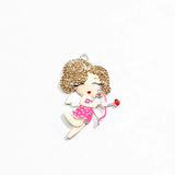 10pcs Girl With Love Arrow Rhinestone Pendants