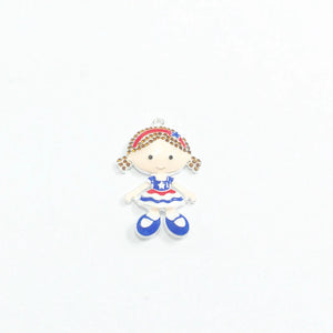 10pcs 4th Of July Girl Rhinestone Pendants For Jewelry Making