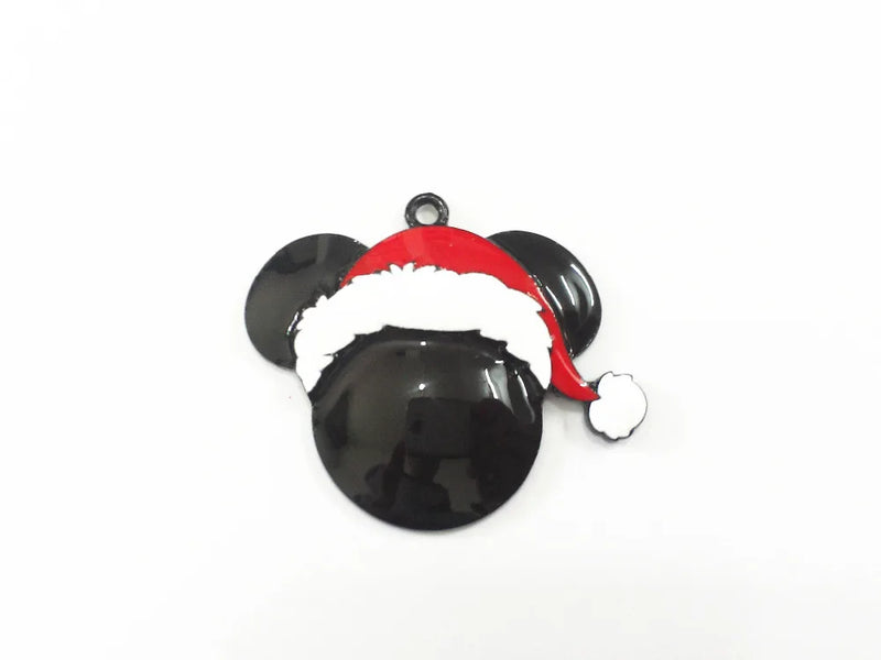 10pcs/lot Christmas Minnie With Hat Enamel Pendants