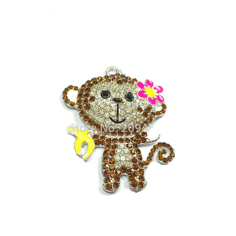 10pcs Monkey Rhinestone Pendants 45mm*35mm