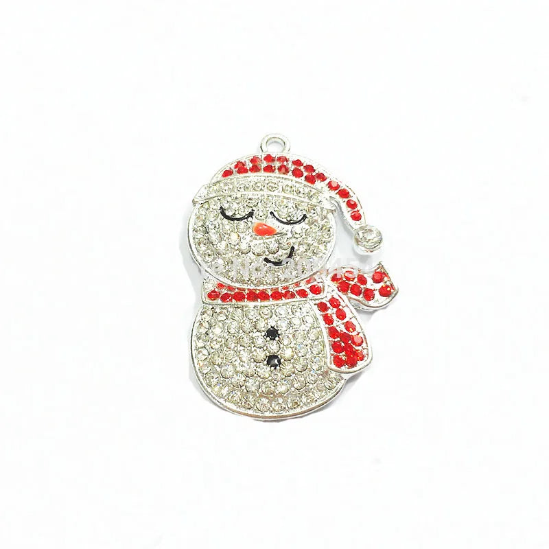 10pcs Snowman Christmas Hat Rhinestone Pendants for Christmas Jewelry