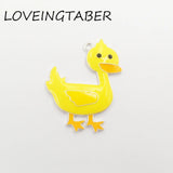 10pcs Yellow Duckling Enamel Pendants for Kids Jewelry Making