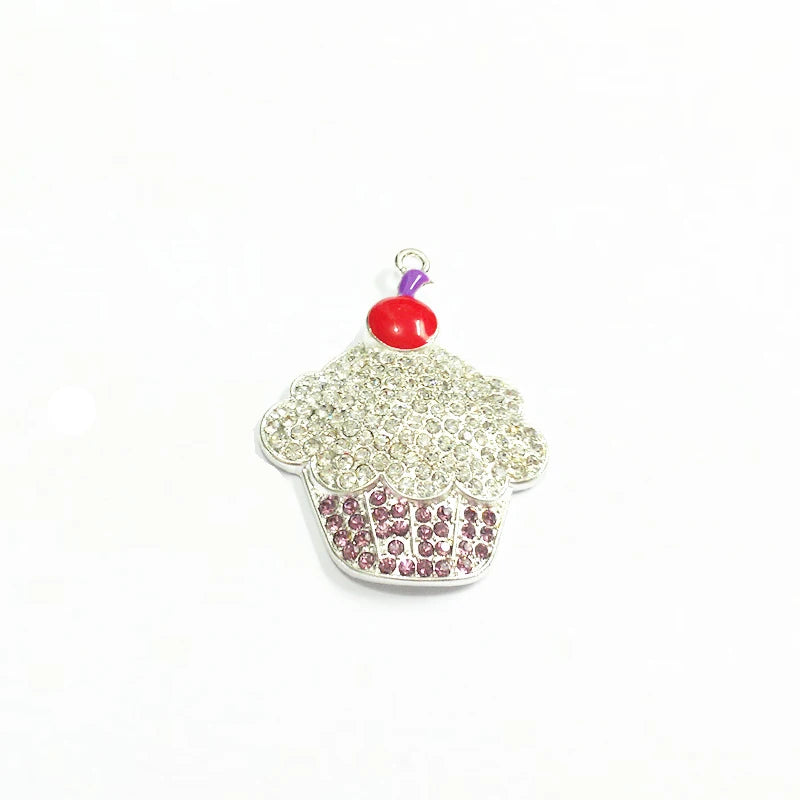 10pcs 45mm*36mm Cake Rhinestone Pendants