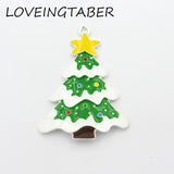 10pcs Silvery Christmas Tree Enamel Pendant for Kids Jewelry