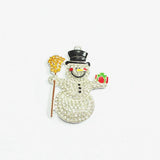 10pcs Snowman With Broom Rhinestone Pendants For Christmas Necklace