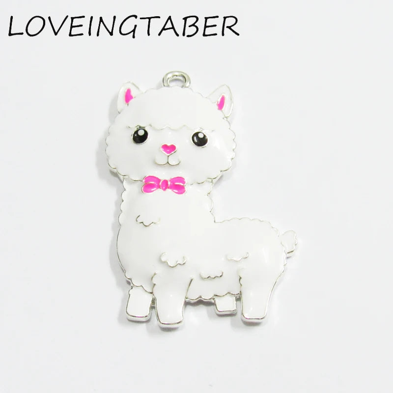10pcs/lot Enamel Llama Pendants - Cute and Colorful Animal Jewelry Charms