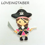 10pcs Full Enamel Girl Pirate Pendant for Kids Necklace Making