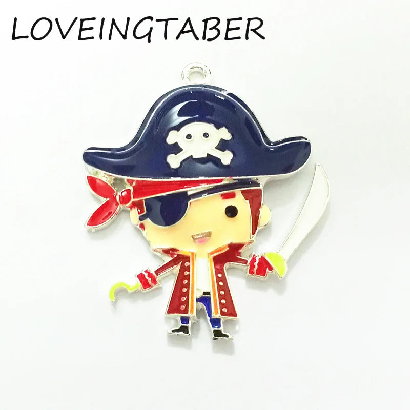 10pcs Pirate Captain Pendant For Kid's Necklace Making
