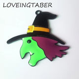 10pcs Full Enamel Witch Head Pendant Halloween Necklace Making