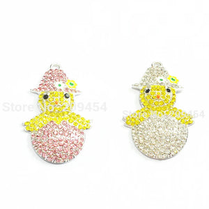 10pcs Easter Baby Duck/Chick Rhinestone Pendants